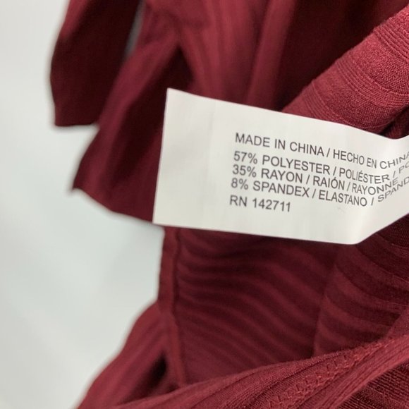 Eloquii Top Red Ribbed Knit Long Sleeve Scoopneck Tie Waist - Picture 6 of 10